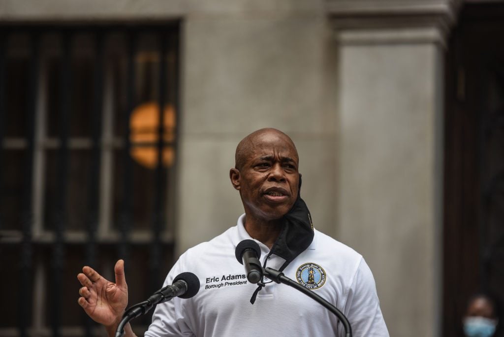 Eric Adams, Brooklyn Borough President, speaks during a Black Lives Matter mural event on June 26, 2020 in the Brooklyn borough of New York City. Photo: Stephanie Keith/Getty Images.