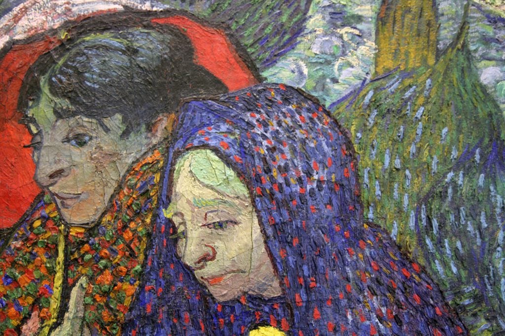 Vincent Van Gogh, <i>Memory of the Garden at Etten (Ladies of Arles)</i> (1888.) [detail] The Hermitage, St Petersburg. (Photo by The Art Collector/Print Collector/Getty Images)