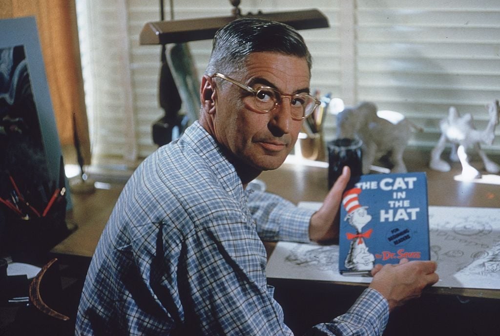 Theodor Seuss Geisel at his drafting table in his home office, La Jolla, California, April 25, 1957. Photo by Gene Lester/Getty Images.