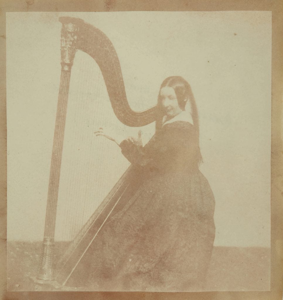 William Henry Fox Talbot, Horatia playing Amélina's harp (1843). Photo courtesy of Sotheby's New York and London. 
