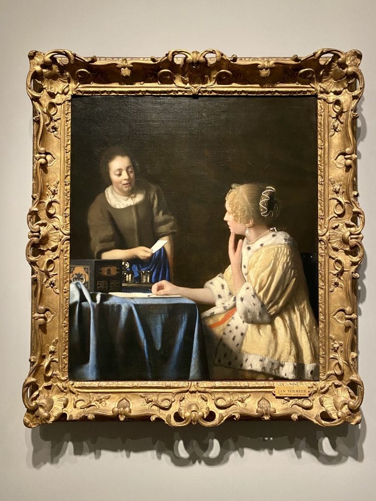 Johannes Vermeer, <em>Mistress and Maid</em>. Photo by Sarah Cascone.