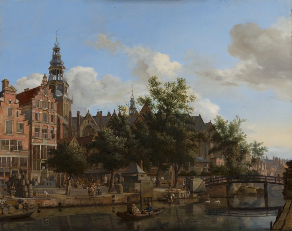 Jan van der Heyden, View of the Oudezijds Voorburgwal with the Oude Kerk in Amsterdam, (ca.1670). Mauritshuis, The Hague