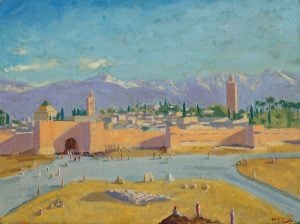 Sir Winston Churchill, Tower of the Koutoubia Mosque(1943). ©Christie’s Images Limited 2021.