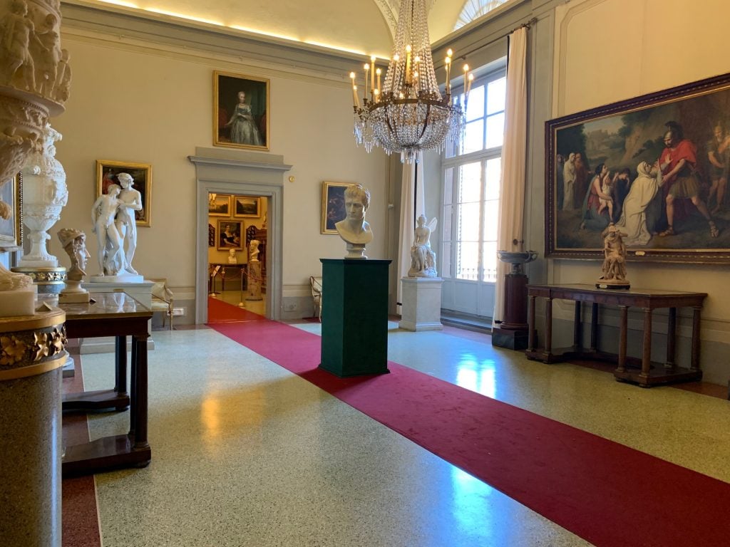 A Napoleon display in the first room of the Modern Art Gallery in the Pitti Palace of the Uffizi Gallery honoring Napoleon's 250th birthday in 2019. Photo courtesy of the Uffizi Gallery, Florence. 