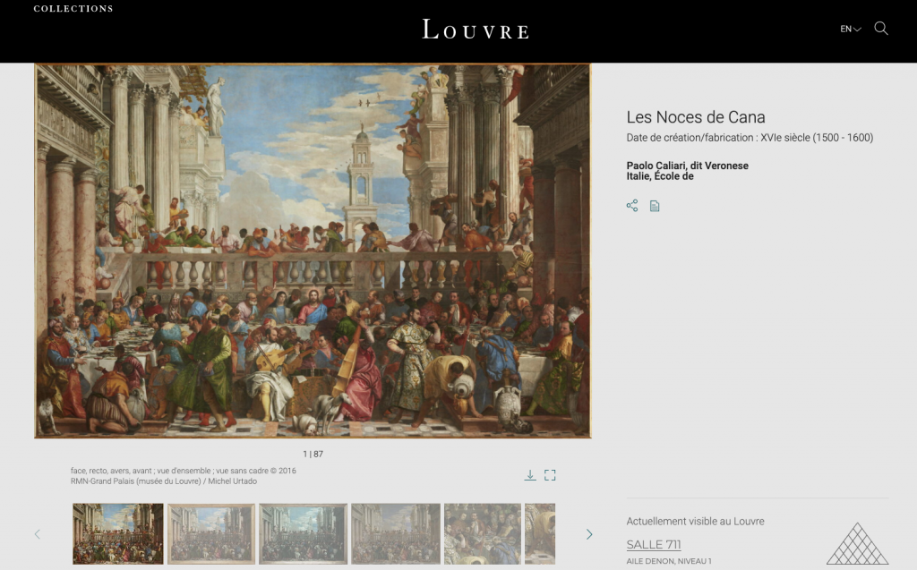 Paolo Veronese's<i>Les Noces de Cana</i> on the Louvre's new online collections database. Courtesy of the Courtesy of the Musée du Louvre. 