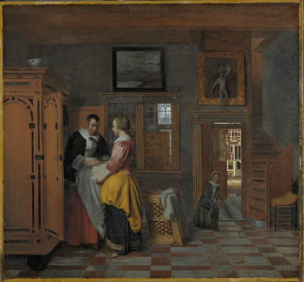 Pieter de Hooch, Intérieur avec des femmes devant une armoire à linge (1663). Avec l'aimable autorisation du Rijksmuseum, Amsterdam.