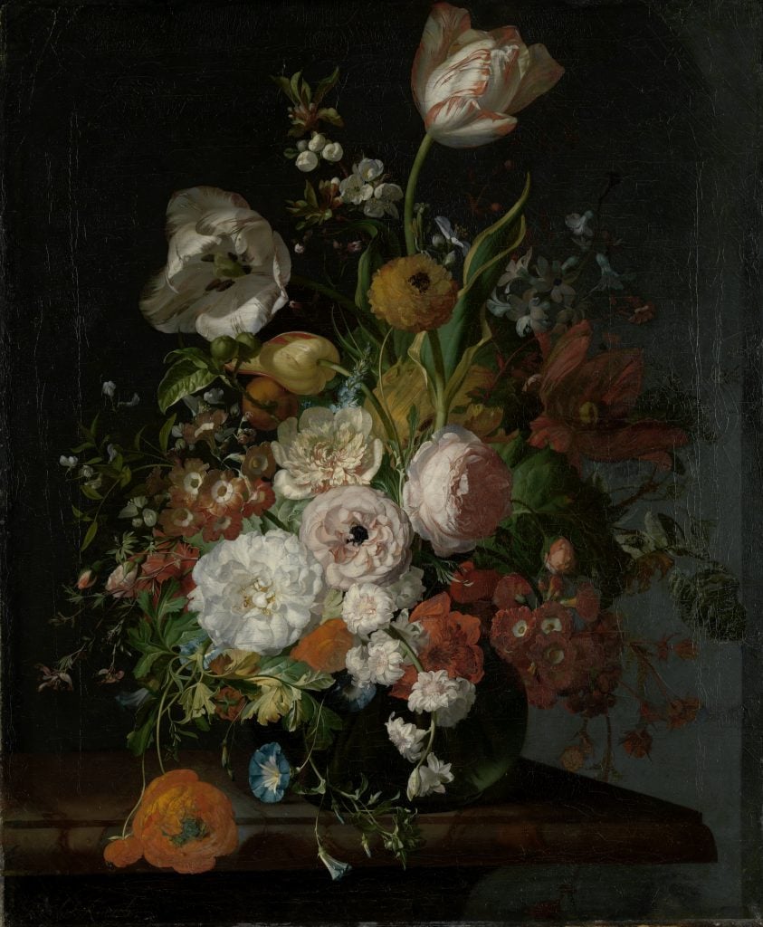 Rachel Ruysch, Stilleven met bloemen in een glazen vaas. Courtesy of the Rijksmuseum, Amsterdam.