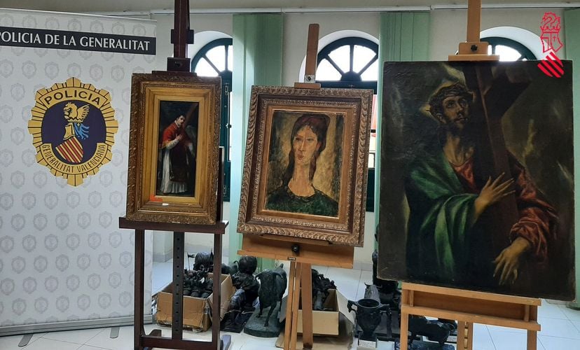 The three forged painting seized by police in Toledo, Spain. Courtesy of the Valencian Generalitat Police.