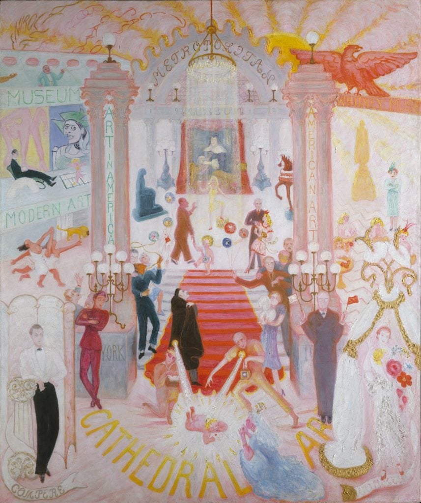 Florine Stettheimer, The Cathedrals of Art (1942). Collection of the Metropolitan Museum of Art, New York.