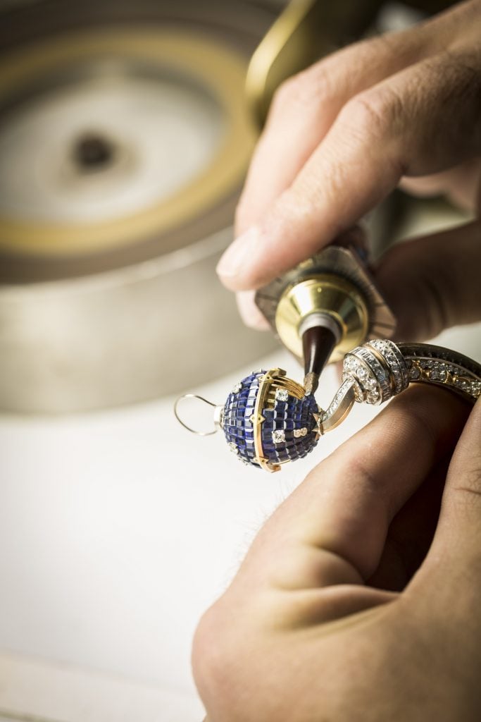 Behind the scenes of the Terre et Lune bracelet in production. Photo courtesy Van Cleef & Arpels.