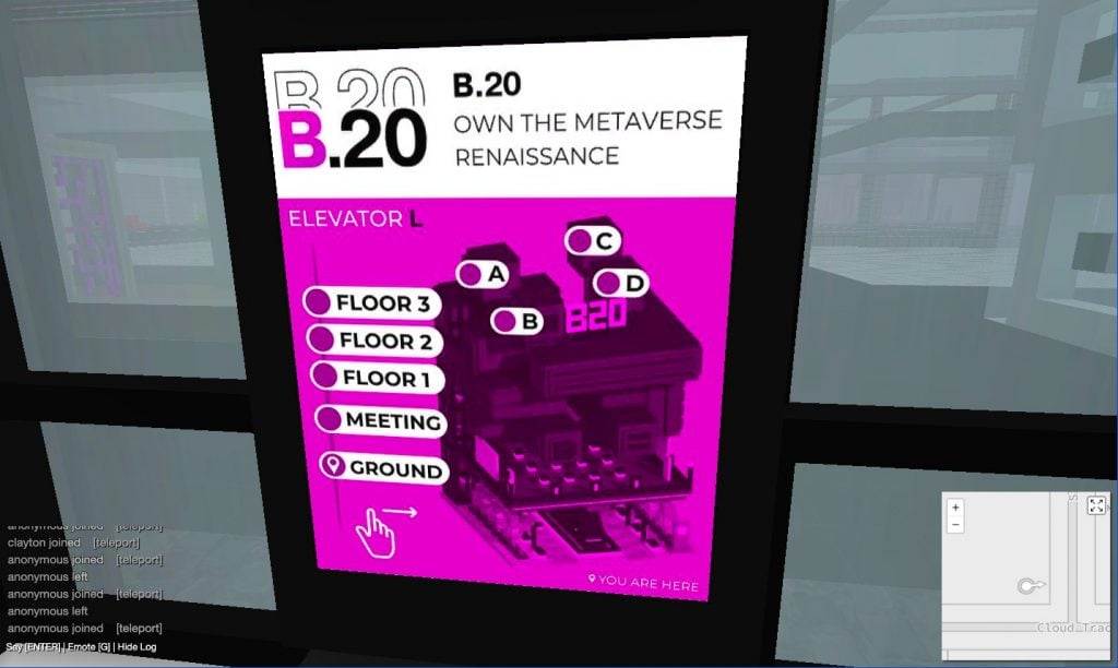 Screenshot of the map of the museum in the B.20 Museum elevator.
