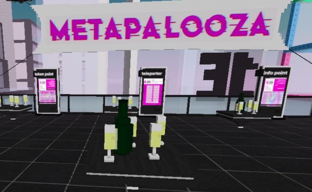 The "Meeting" area of the B.20 Museum in CryptoVoxels.