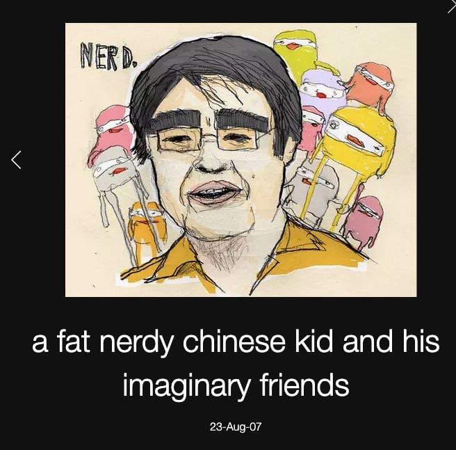 Screenshot of Beeple's <em>a fat nerdy chinese kid and his imaginary friends</em> from August 23, 2007. Courtesy the artist.