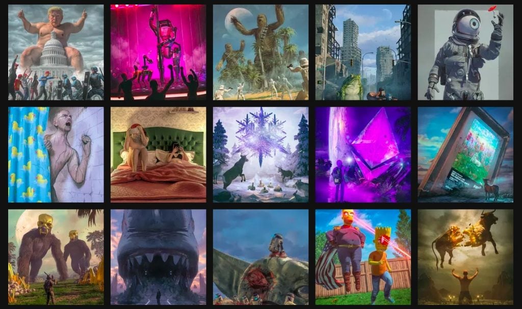 Screenshot of the archive of Beeple's 