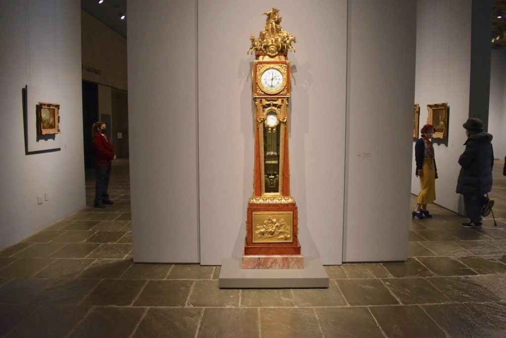 Longcase Regulator Clock in the Frick Madison. (Photo by Ben Davis)