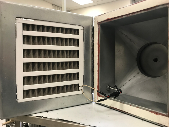 An air filter designed to trap and kill the coronavirus, invented by researchers from the University of Houston and Medistar. Photo courtesy of the University of Houston.