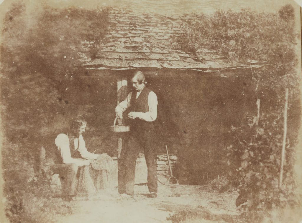 William Henry Fox Talbot, d'Apres Nature (Nicolaas Henneman seated with net, and man with basket). Photo courtesy of Sotheby's New York and London. 