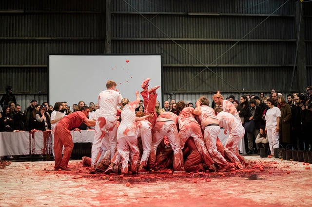 Hermann Nitsch, <em>150.Action</em> at Dark Mofo in 2017. Photo courtesy of Dark Mofo/Lusy Productions.