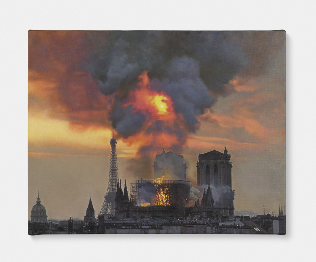 Damien Hirst, Notre-Dame on Fire (2019). © Damien Hirst and Science Ltd. All rights reserved, DACS 2021. Photo: Prudence Cuming Associates. Courtesy Gagosian.