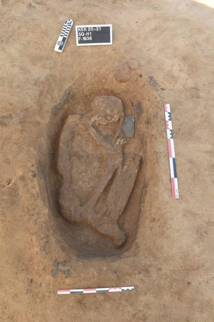 A human skeleton from a tomb at the Nile Delta. Photo courtesy of the Egyptian Ministry of Tourism and Antiquities.