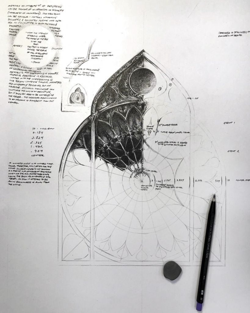 Drawing for <i>Arch 7</i> in progress. Courtesy of Eric Standley.