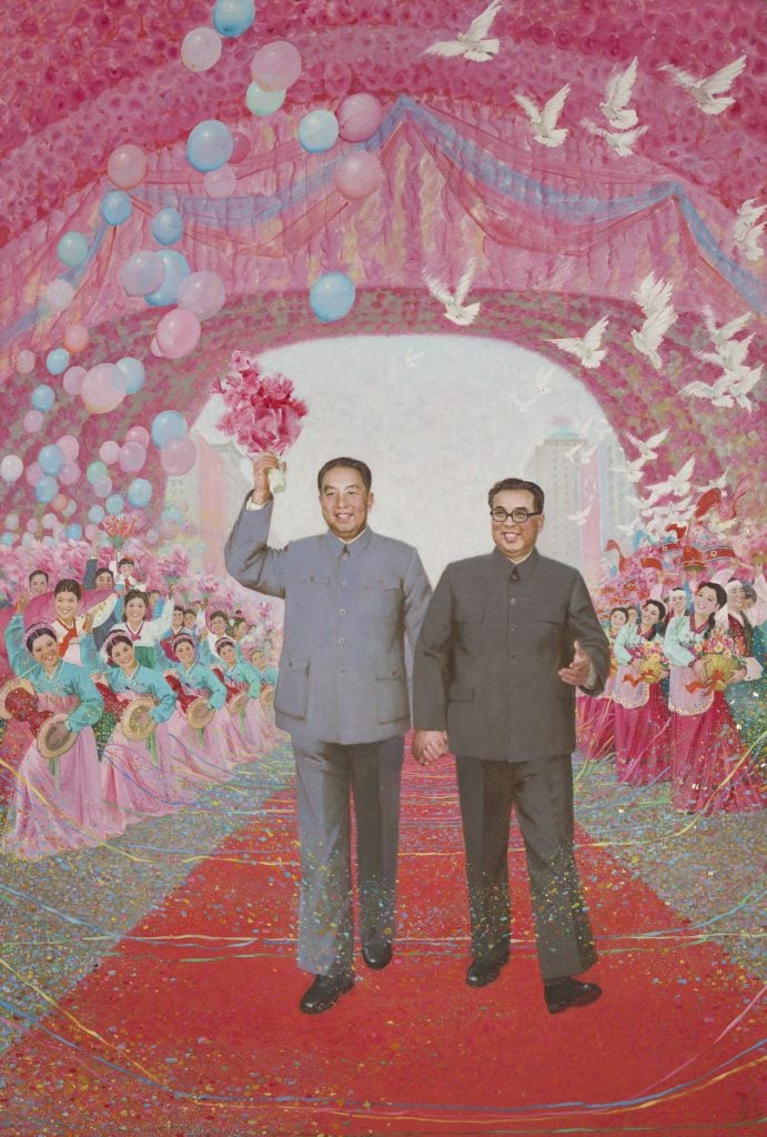 Guang Tingbo Hua Guofeng in North Korea (1978 Oil on canvas 250 x 174 cm