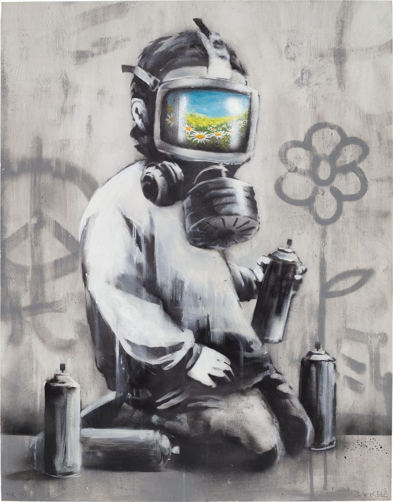 Banksy, Gas Mask Boy (2009). Image courtesy Phillips.