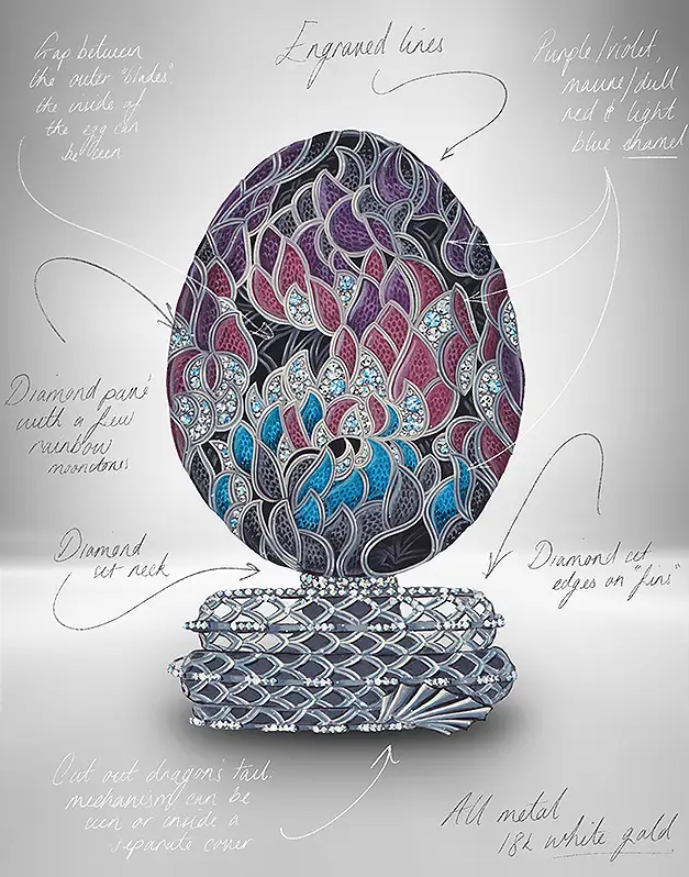 A sketch of the Game of Thrones Egg. Courtesy of Fabergé.