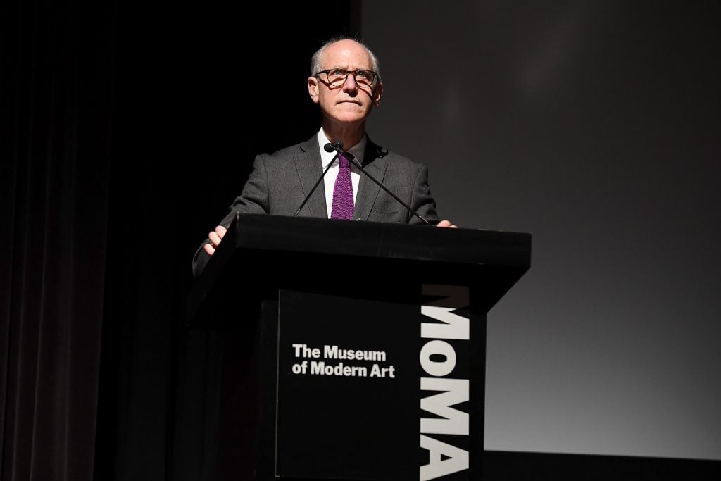 Glenn Lowry speaks onstage at The Museum Of Modern Art Film Benefit. (Photo by Dimitrios Kambouris/Getty Images for Museum of Modern Art)