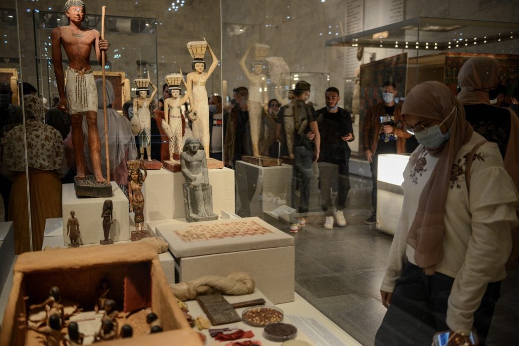 Pharaonic artifacts displayed at the new National Museum of Egyptian Civilization. Photo by Jonathan Rashad/Getty Images.