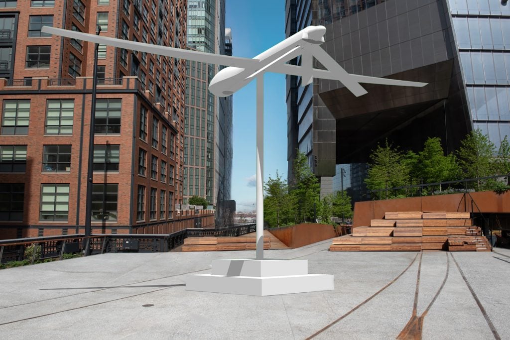 Sam Durant, <em>Untitled (drone)</em>, rendering. Photo courtesy of High Line Art. 