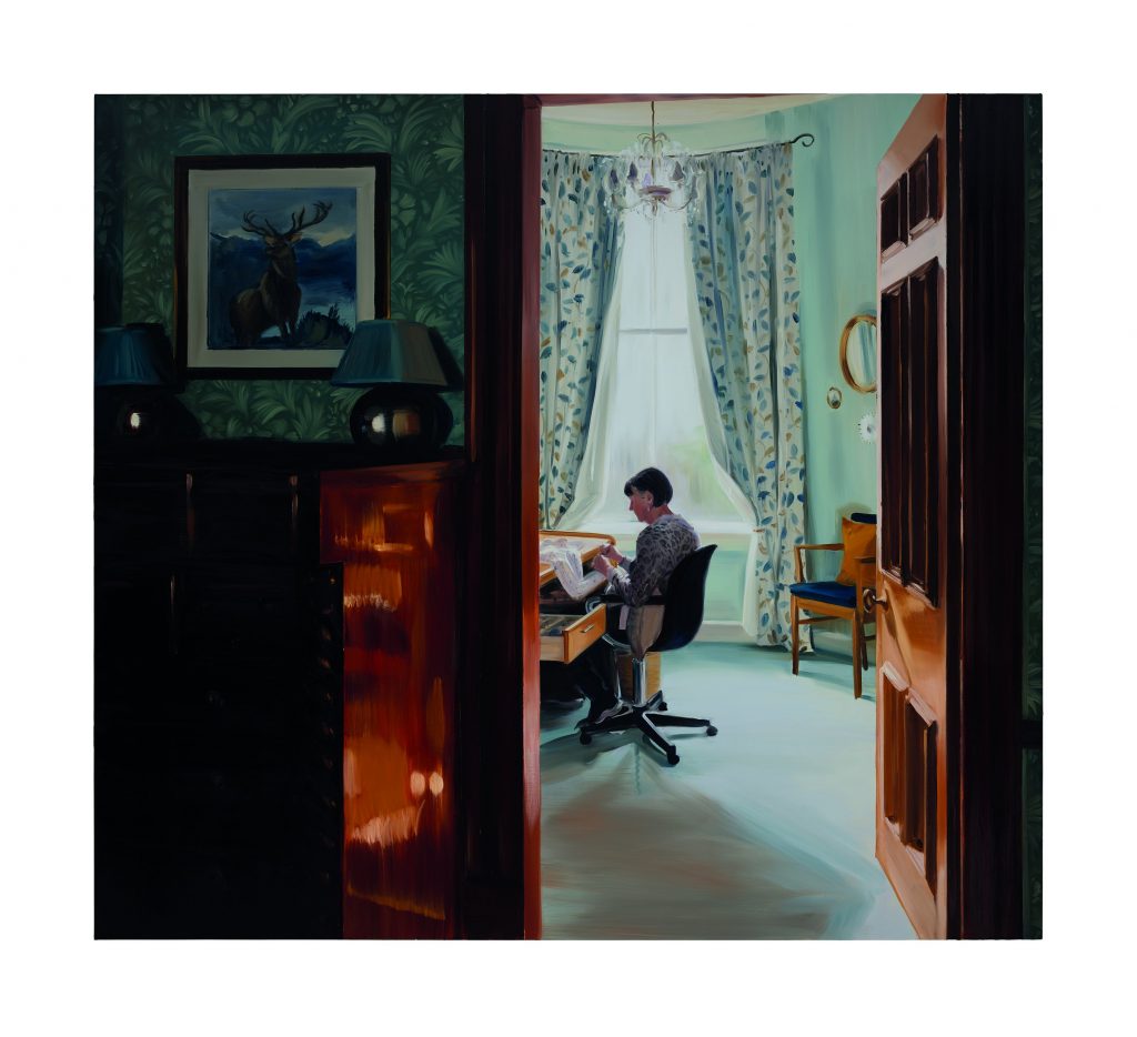 Caroline Walker, Hemming Pyjamas, Late Morning, December (2020) Courtesy of Ingleby Gallery.