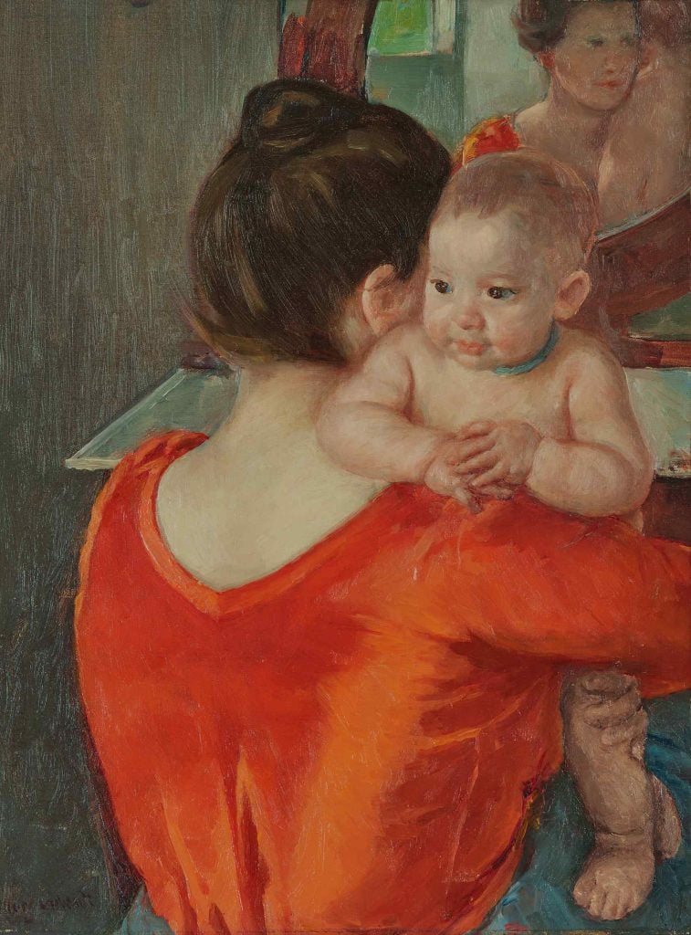 Mary Cassatt, Baby Charles Looking Over His Mother's Shoulder No. 3 (ca. 1901). Courtesy of Sotheby's.