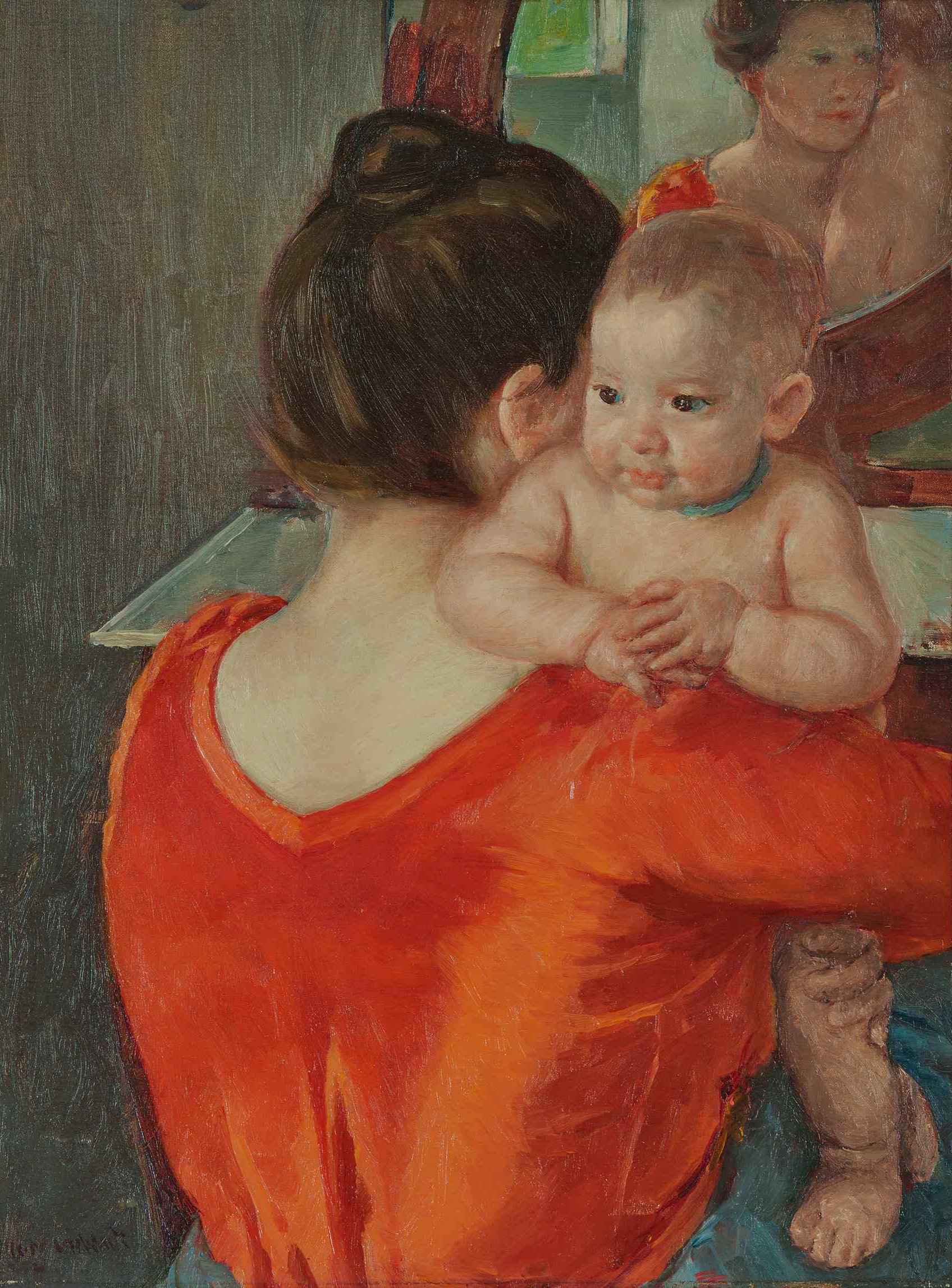 Mary Cassatt, Baby Charles Looking Over His Mother's Shoulder No. 3 (ca. 1901). Courtesy of Sotheby's.