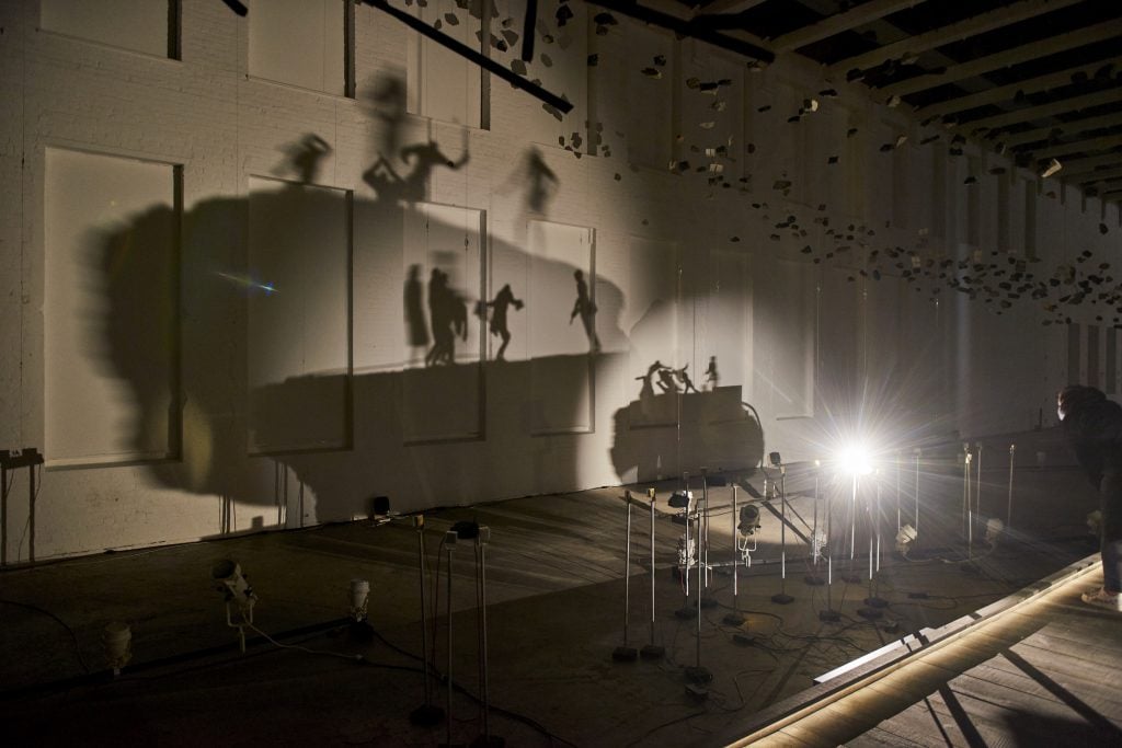 A view from Glenn Kaino's "In the Light of a Shadow" on view now at Mass MoCA. Photo courtesy the artist and Mass MoCA. 