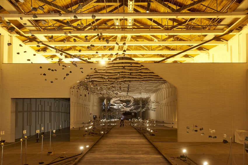 A view from Glenn Kaino's "In the Light of a Shadow" on view now at Mass MoCA. Photo courtesy the artist and Mass MoCA. 