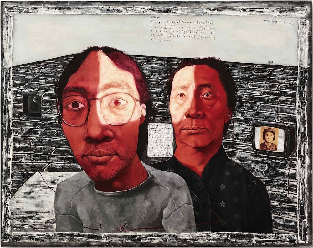 Zhang Xiaogang, <i>Bloodline - Mother and Son No.1</i> (1993). Image courtesy Sotheby's.
