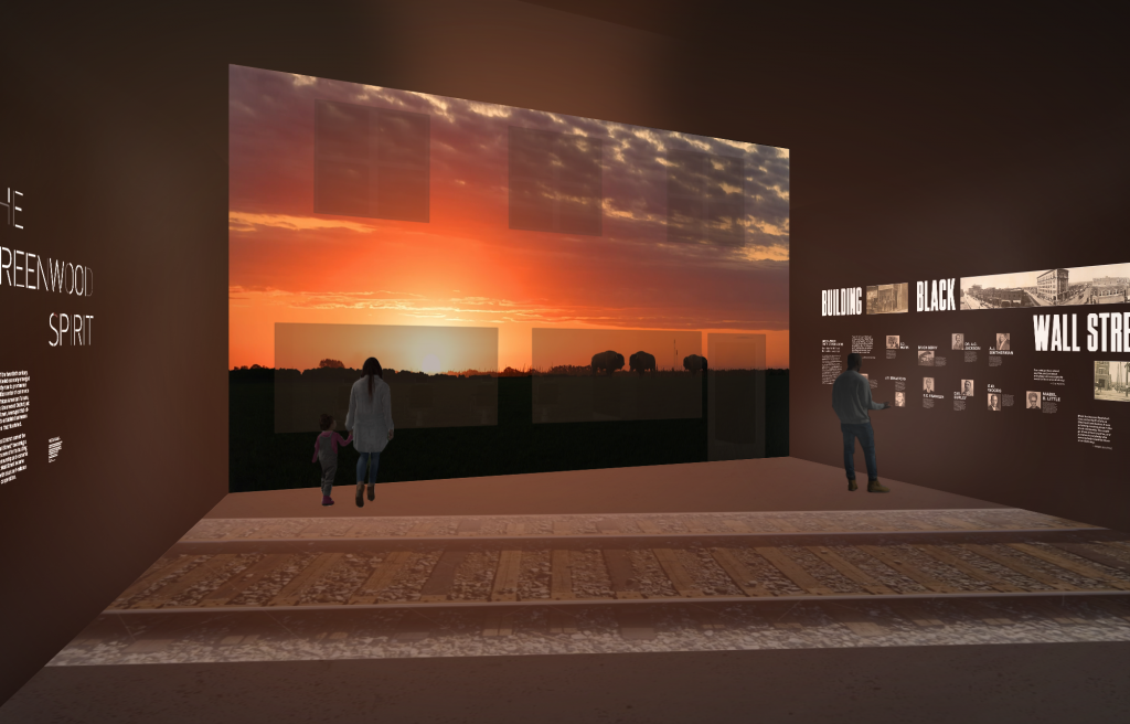 Tulsa's new Greenwood Rising museum, rendering. Image courtesy of Local Projects.