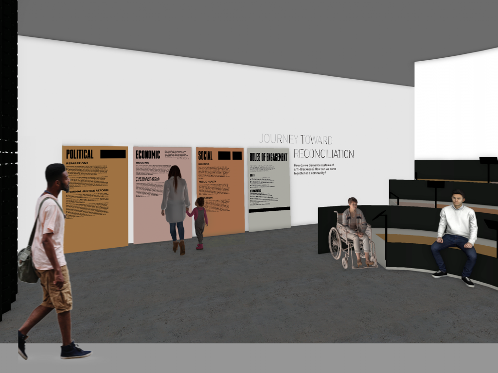 Tulsa's new Greenwood Rising museum will close with a "Journey Toward Reconciliation" gallery (rendering). Image courtesy of Local Projects.