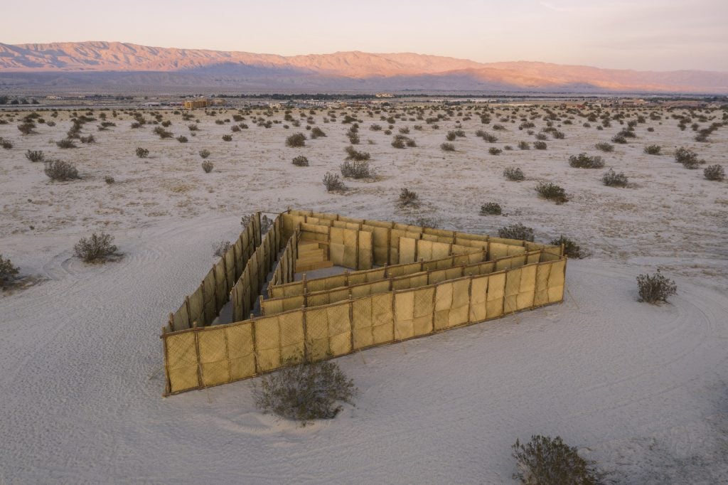 Installation view of Eduardo Sarabia's "The Passenger." Photo courtesy of Lance Gerber, Eduardo Sarabia and Desert X.