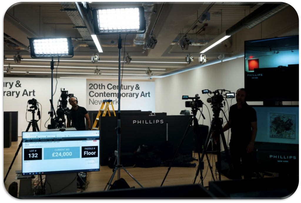 Phillips London, July 2020 livestream auctions. Photo: Thomas De Cruz. Media: Haydon Perrior. Courtesy of Phillips; 