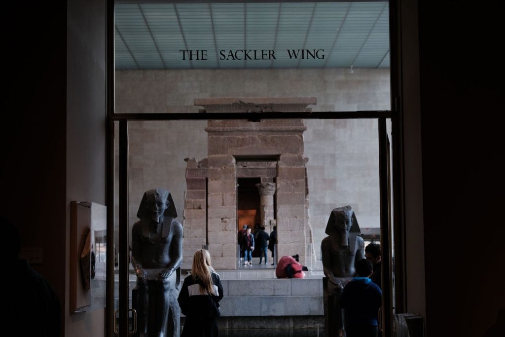 The space formerly known as the Sackler Wing at the Metropolitan Museum in 2019. The family's name was removed from the gallery in December 2021. Photo by Spencer Platt/Getty Images.