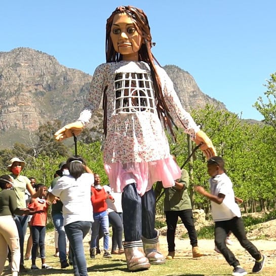 Good Chance theater company, <em>The Walk</em>, featuring the Little Amal puppet created by Handspring Puppet Company, as seen in Cape Town. Photo by Bevan Roos, courtesy of Good Chance theater company.
