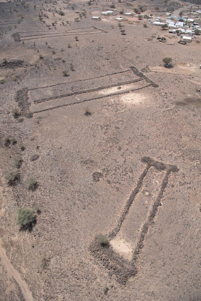 A group of mustatils. Photo ©Aerial Archaeology in the Kingdom of Saudi Arabia and the Royal Commission for AlUla.