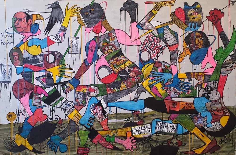 Blessing Ngobeni, Decorated Racism (money is like shit) (2020). Image courtesy the artist and Jenkins Johnson Gallery.