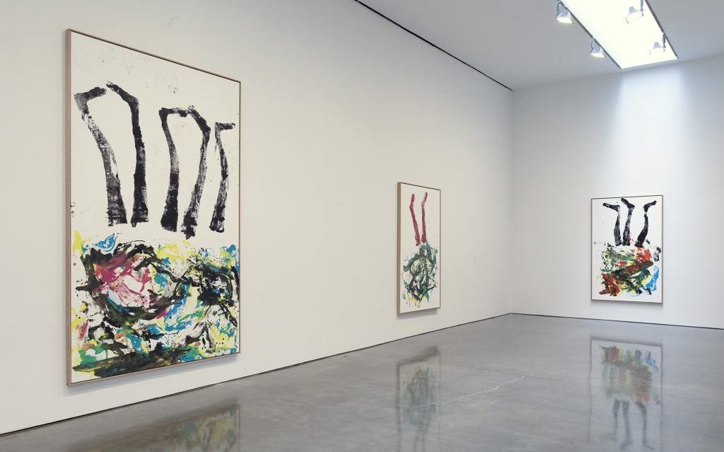 "Spingtime," 2021, installation view. ©Georg Baselitz. Photo by Rob McKeever. Courtesy Gagosian.