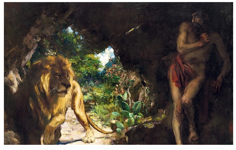 Xu Beihong, Slave and Lion (1924). Image via Christies.com