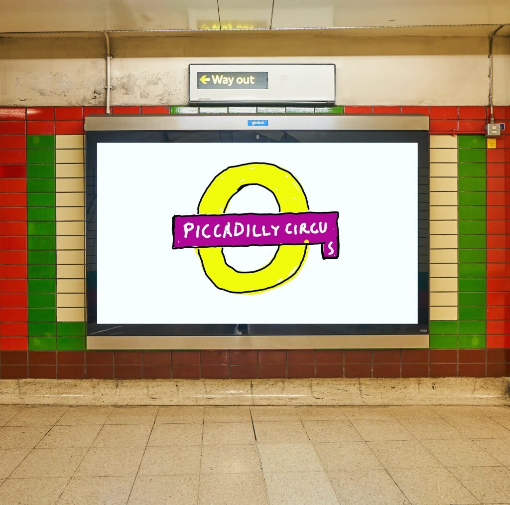 David Hockney's new design for London's Piccadilly Circus underground station.