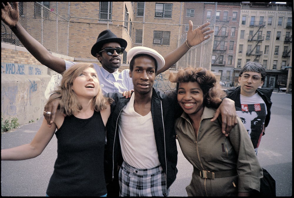 Charlie Ahearn, <i>Debbie Harry, Fab 5 Freddy, Grandmaster Flash, Tracy Wormworth, and Chris Stein,</i> (1981), featured in Museum of the City of New York's new exhibition, "New York, New Music: 1980–1986." Photo courtesy of the artist.