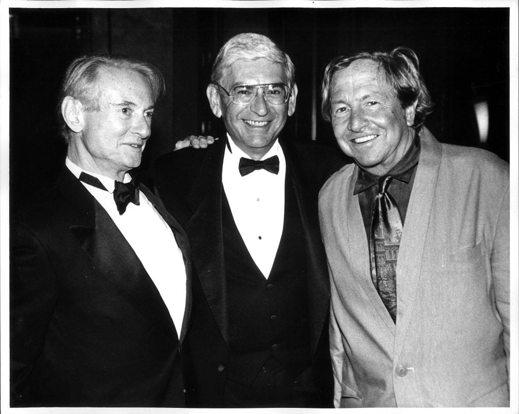 Eli Broad with Robert Rauschenberg and Roy Lichtenstein. Photo courtesy of the Eli and Edythe Broad Foundation.